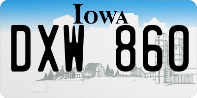 IA license plate DXW860
