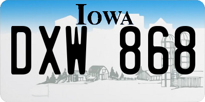 IA license plate DXW868