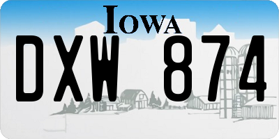 IA license plate DXW874