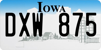 IA license plate DXW875