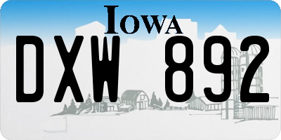 IA license plate DXW892