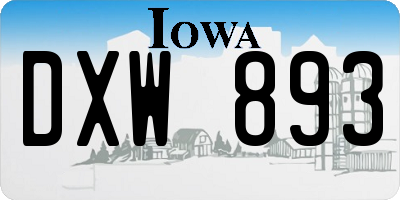 IA license plate DXW893