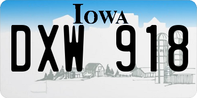 IA license plate DXW918