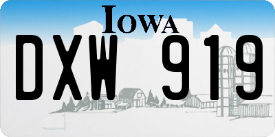IA license plate DXW919