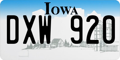 IA license plate DXW920
