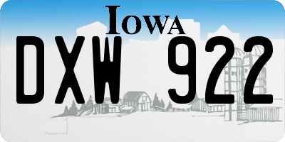 IA license plate DXW922