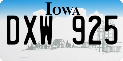 IA license plate DXW925