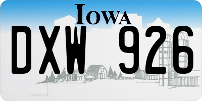 IA license plate DXW926