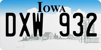 IA license plate DXW932