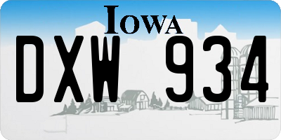 IA license plate DXW934