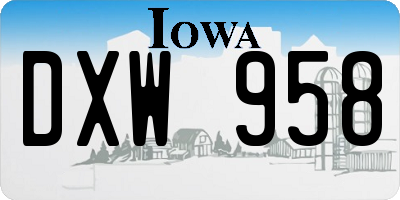 IA license plate DXW958