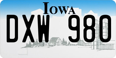 IA license plate DXW980