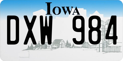 IA license plate DXW984