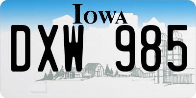 IA license plate DXW985