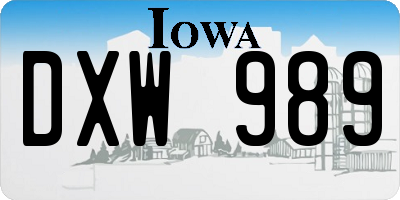 IA license plate DXW989