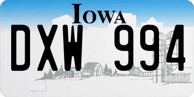 IA license plate DXW994