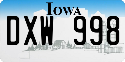 IA license plate DXW998
