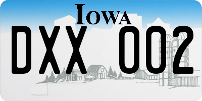 IA license plate DXX002