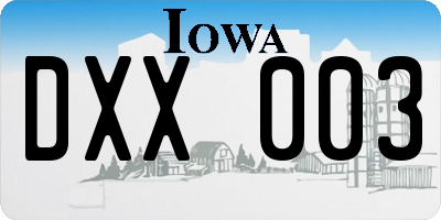 IA license plate DXX003