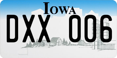 IA license plate DXX006