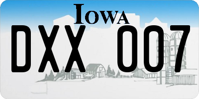 IA license plate DXX007