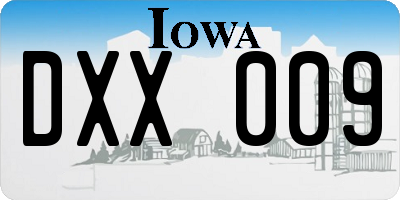 IA license plate DXX009