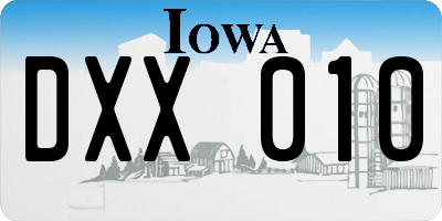 IA license plate DXX010