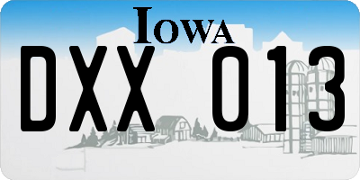 IA license plate DXX013