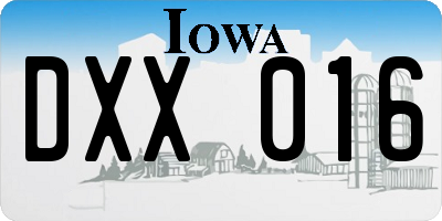 IA license plate DXX016