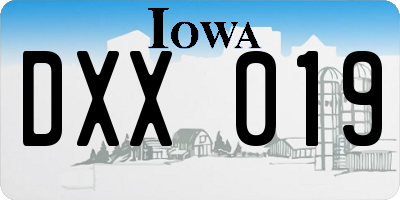 IA license plate DXX019