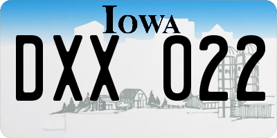 IA license plate DXX022