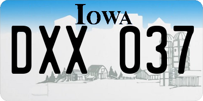 IA license plate DXX037