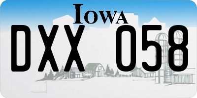 IA license plate DXX058