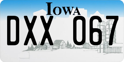 IA license plate DXX067