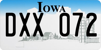 IA license plate DXX072