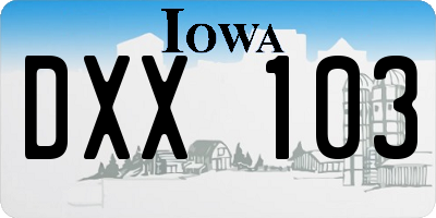 IA license plate DXX103