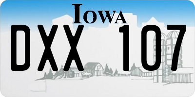 IA license plate DXX107