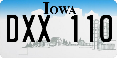 IA license plate DXX110