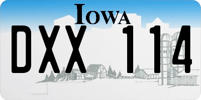 IA license plate DXX114