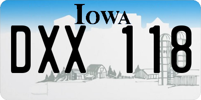 IA license plate DXX118