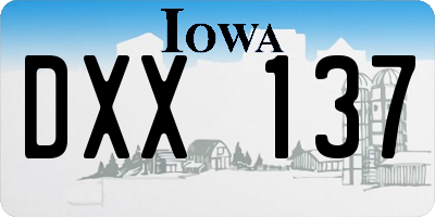 IA license plate DXX137