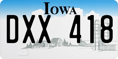 IA license plate DXX418