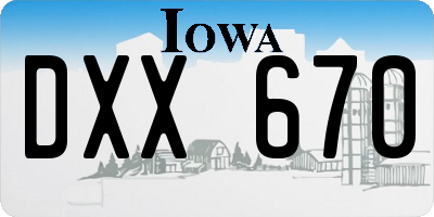 IA license plate DXX670