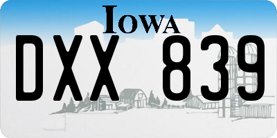 IA license plate DXX839