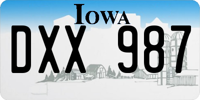 IA license plate DXX987