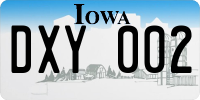 IA license plate DXY002