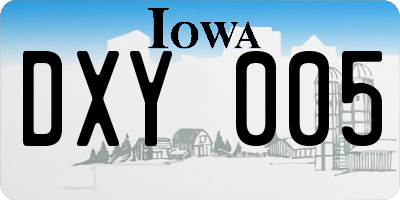 IA license plate DXY005