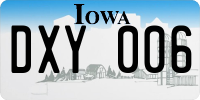 IA license plate DXY006
