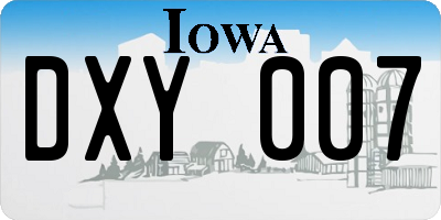 IA license plate DXY007