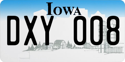 IA license plate DXY008